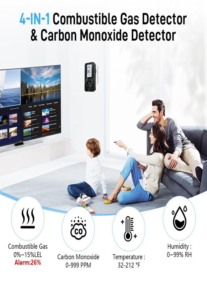 Serplex كاشفات أول أكسيد الكربون 4 في 1 من سيربلكس®، وكاشف تسرب الغاز الطبيعي مع مراقبة درجة الحرارة والرطوبة، وجهاز مراقبة أول أكسيد الكربون مع منبه صوتي، وشاشة عرض LED تعمل على مدار الساعة طوال أيام الأسبوع. - Image 3